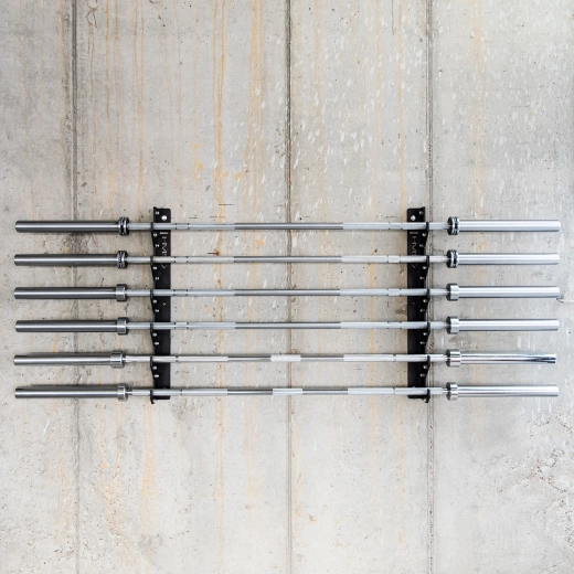 Veilige opslag van maximaal 6 olympische stangen