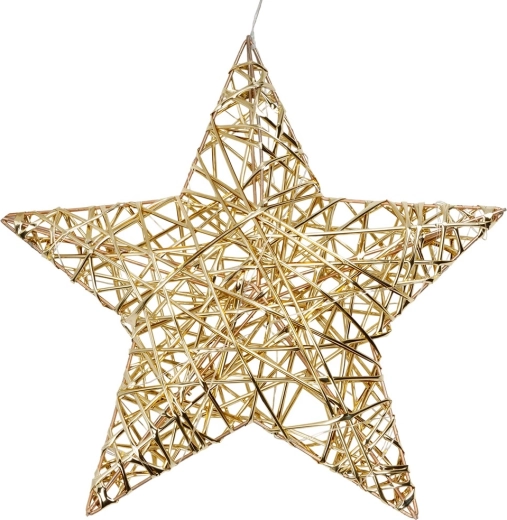 Gouden lichtgevende ster 30 cm, 20 LED's met timer