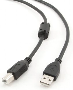 USB 2.0-kabel A–B 4,5 m met ferrietkern, vergulde contacten