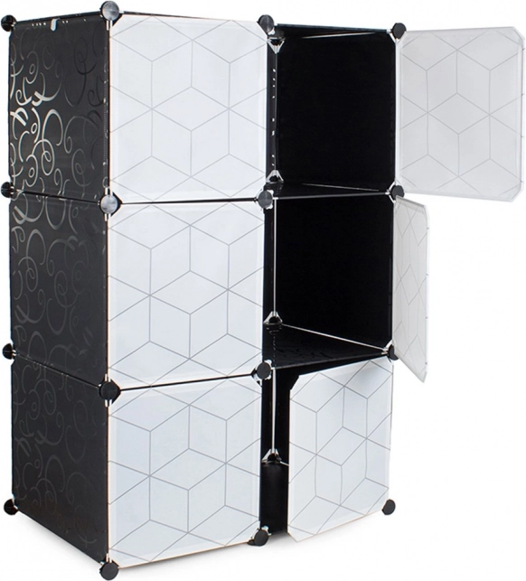 Modulaire kledingkast met hangmodule, 6-segment, zwart