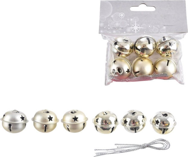 Hangende metalen belletjes in goudkleur (6 stuks)