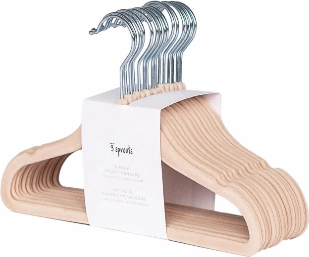 3 Sprouts fluwelen kinderhangers Hazelnut 15 stuks