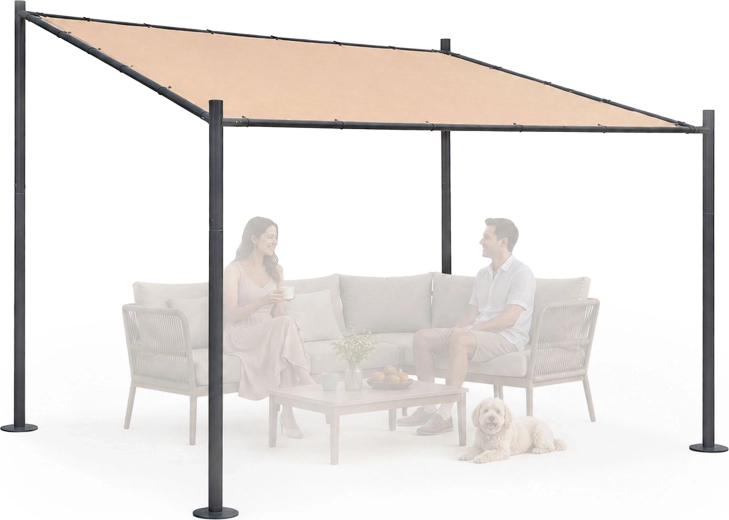 Multigarden tuinpergola 3 × 3 m met stalen constructie, beige