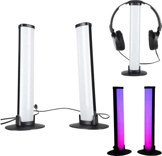 Gaming bureau LED RGB lichtzuilen met afstandsbediening (2 stuks)