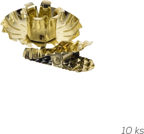 Gouden metalen kerstkaarsklemmen met clip, 10 stuks (diameter 1,5 cm)