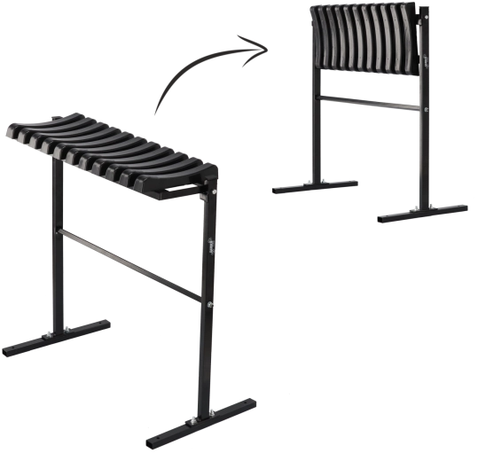 Opvouwbaar begraafplaatsbankje 68 cm met voetplaten, zwart