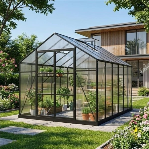 Ruime polycarbonaat tuinkas met aluminium frame 244 × 427 cm