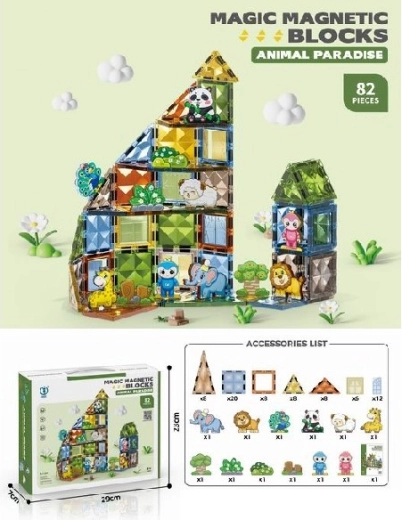 Magnetische 3D bouwset Dieren, 82 onderdelen