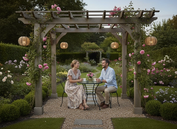 Komt tot zijn recht binnen en onder de pergola