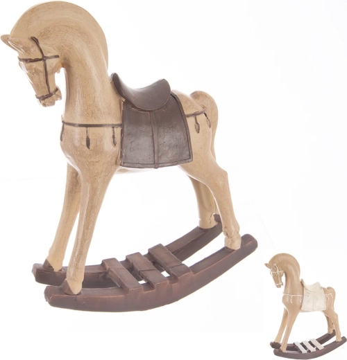 Schommelpaard van polyresin in bruin – decoratief beeldje