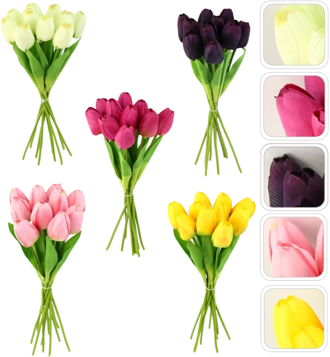 Kunstboeket tulpen 10 stuks, 30 cm, kleurenmix