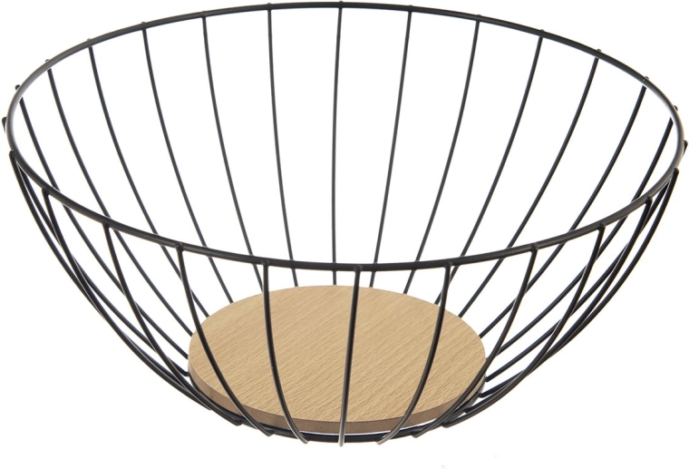 Fruitschaal Radka van metaal en hout 28 cm