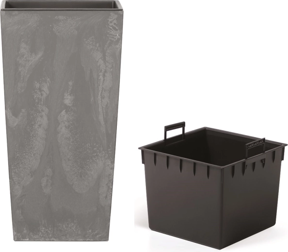 Bloempot URBI Square betoneffect marengo met inzet 22 × 22 × 42 cm