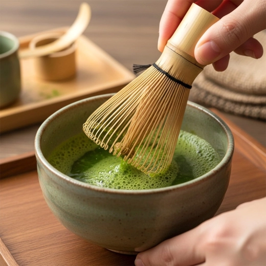 Gladde matcha met fijne schuimlaag