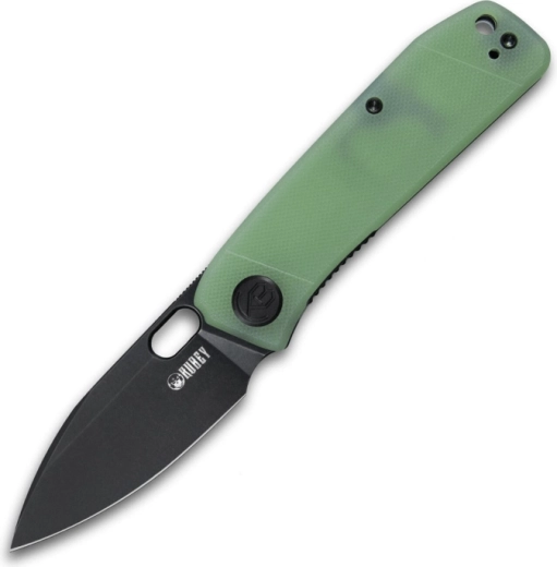 Kubey Hyde KU2104C zakmes 7,5 cm, zwart, lichtgroene Jade, G10, clip