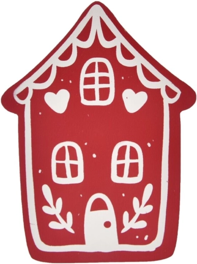 Houten decoratief huisje rood-wit 15 cm