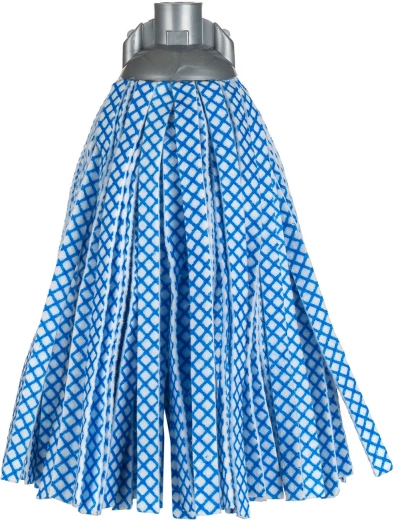 Dweilkop van viscose blauw-wit 160 g, grove schroefdraad