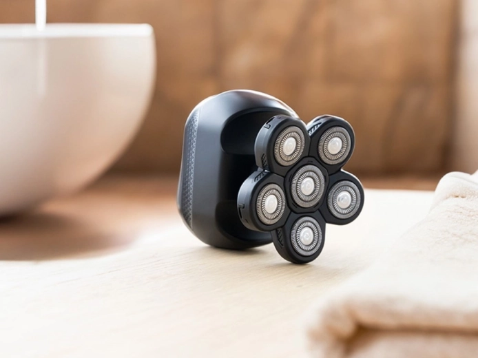 Zes flexibele roterende scheerkoppen voor glad scheren