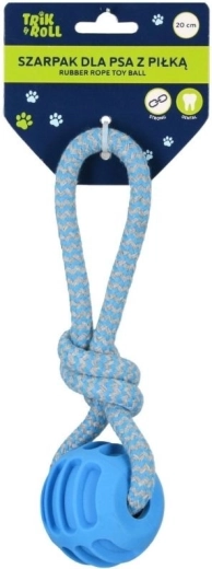 TRIK&ROLL trekkoord voor honden met bal – blauw