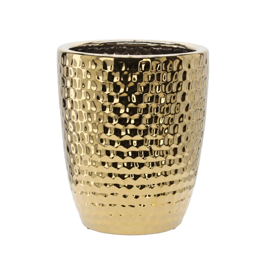 Keramische plantenbak-ompot, gouden honingraat, 31,5 × 31,5 × 38,5 cm