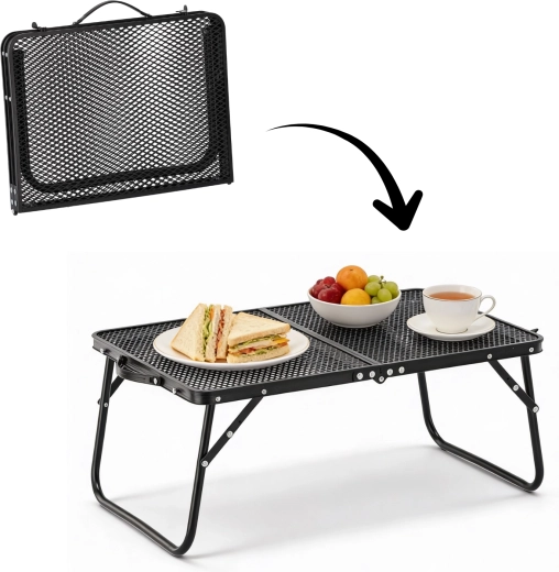 Opvouwbare campingtafel zwart 60 × 40 × 26,5 cm