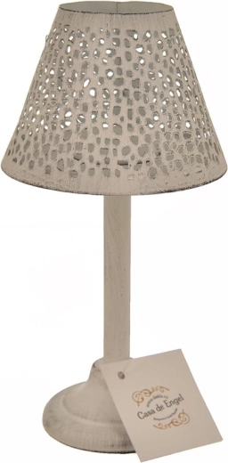 Metalen kaarsenhouder lantaarn wit met stippenpatroon 20 cm