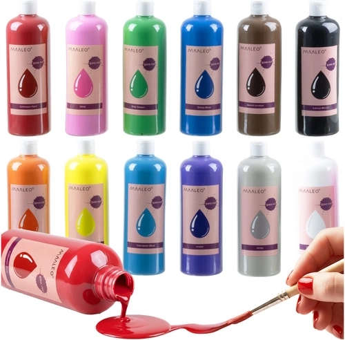 Plakkaatverf Maaleo – set 12 kleuren 500 ml