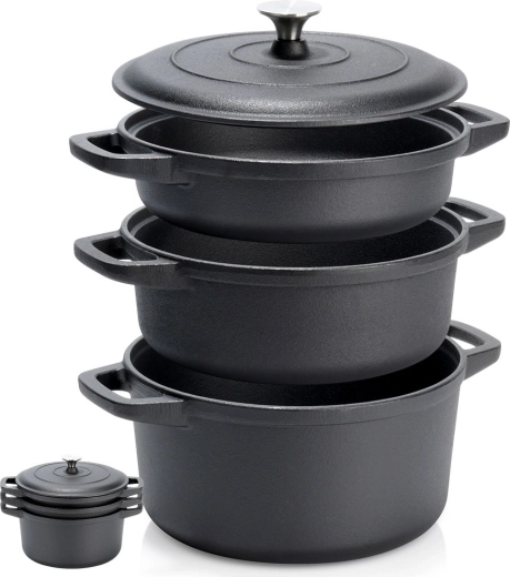 Set gietijzeren pannen met deksel CAST LINE 2 / 2,8 / 4,3 l, 4-delig