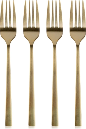 Set van 4 gouden dessertvorken van roestvrij staal