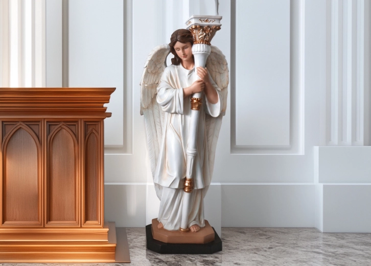 Engelenfiguur met kandelaar voor de kerststal 80 cm - 1 stuk