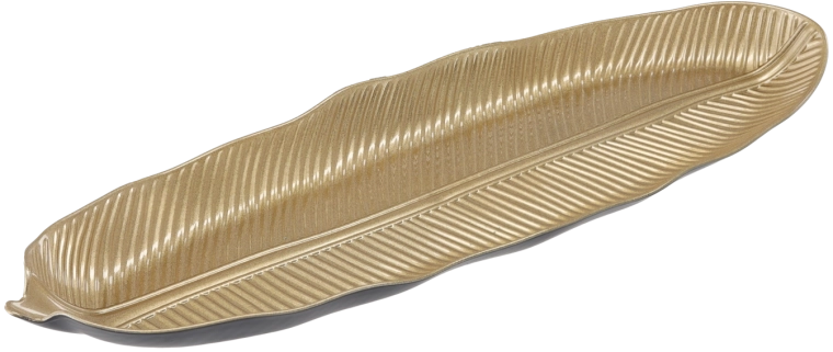 Decoratieve elliptische schaal met gouden blad 50 × 16 cm