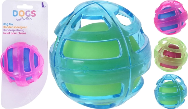 Hondenspeelgoed bal in bal 8 cm mix van kleuren