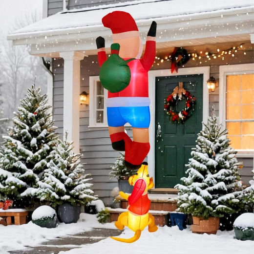 Opblaasbare Kerstman met rendier 1,8 m met LED-verlichting