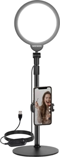 Neewer R06 selfie-set met 18 cm ring-LED-lamp en telefoonhouder