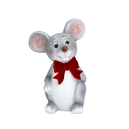 Kerstdecoratief beeldje van een muis met strik