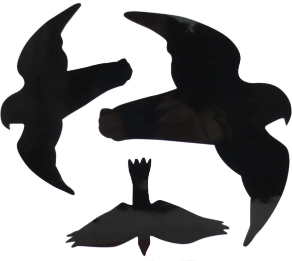Silhouet van een roofvogel – raamstickers tegen vogelbotsingen, set van 3 stuks