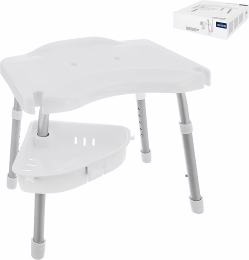 Verstelbare douchekruk met opbergplankje
