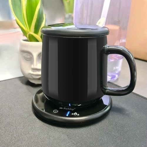 Elegante geschenkset: verwarmer + keramische mok met deksel