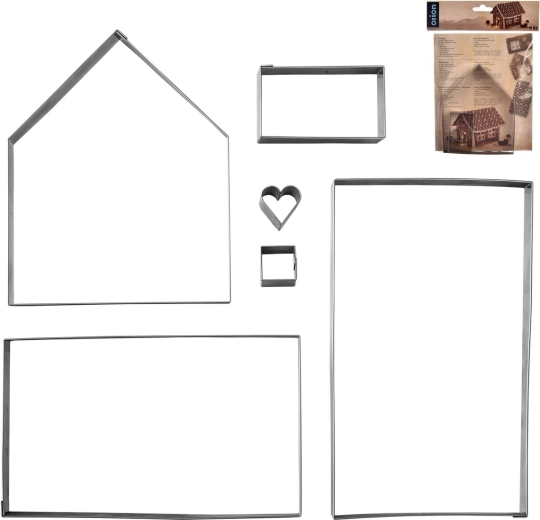 Uitsteekvormpjes van roestvrij staal – peperkoekhuisje – set van 6 stuks