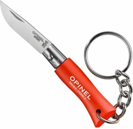 OPINEL N°02 sleutelhanger-zakmes, oranje, beukenhout, 3,5 cm