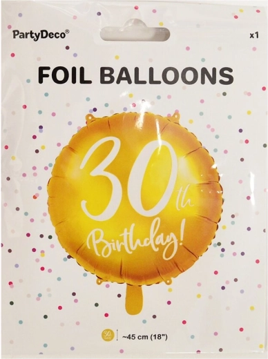 Folieballon nummer 30 goud 45 cm