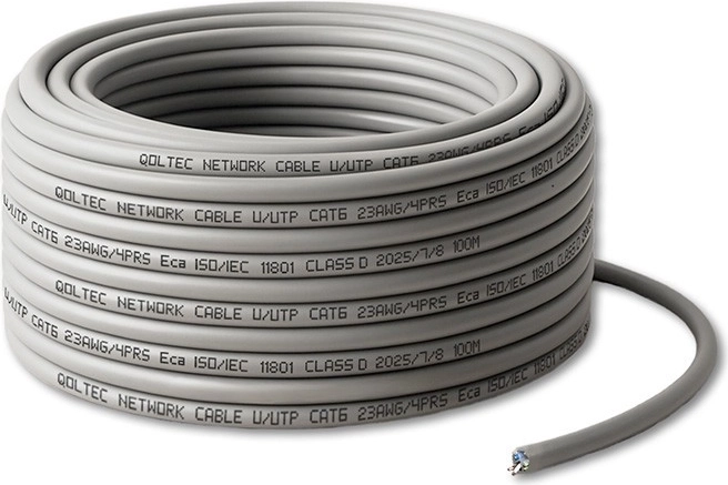 Patchkabel UTP CAT6, koperen Cu, 1 Gb/s, 100 m, grijs