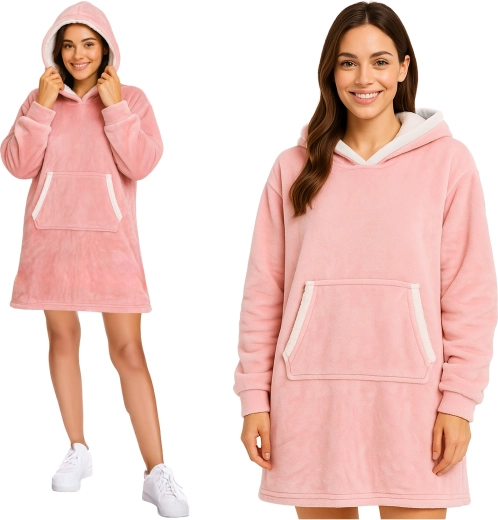 Ruhhy oversize dekenhoodie met capuchon XXL roze - 1 stuk