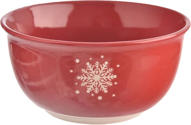 Keramische kom met sneeuwvlokmotief rood 570 ml