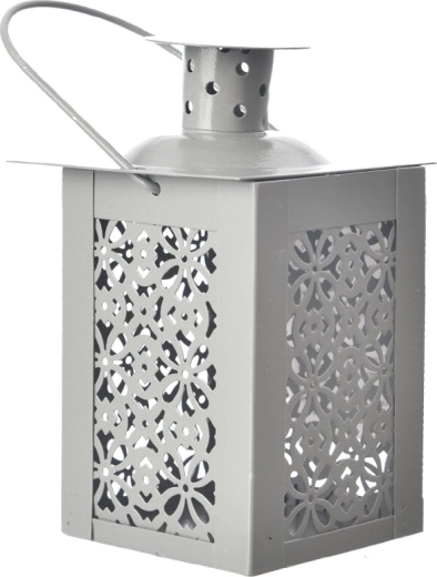 Decoratieve metalen lantaarn grijs 12 cm
