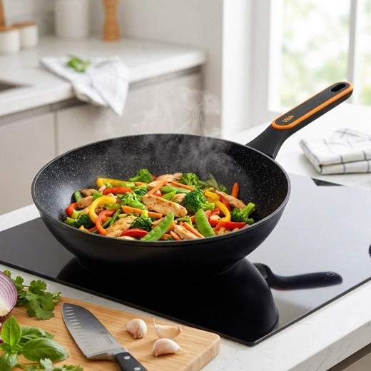 Diepe wokvorm voor stir-fry, vlees en pasta