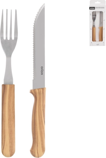 Steakbestekset met mes en vork, roestvrij staal/UH