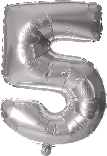 Folieballon TORO cijfer 5, 30 cm – Zilver