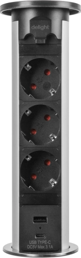 Drie stopcontacten en USB-opladen