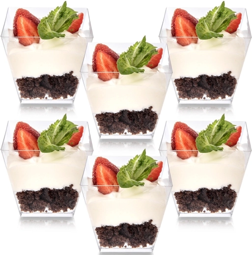 Plastic dessert- en snackbekers 180 ml, 6 stuks